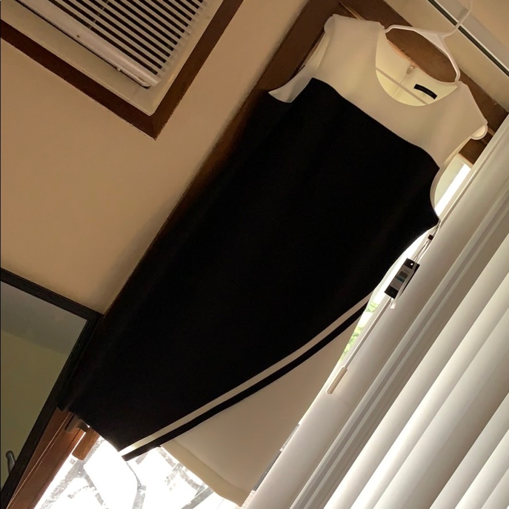 Black and white sleeveless dress